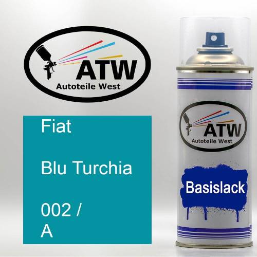 Fiat, Blu Turchia, 002 / A: 400ml Sprühdose, von ATW Autoteile West.